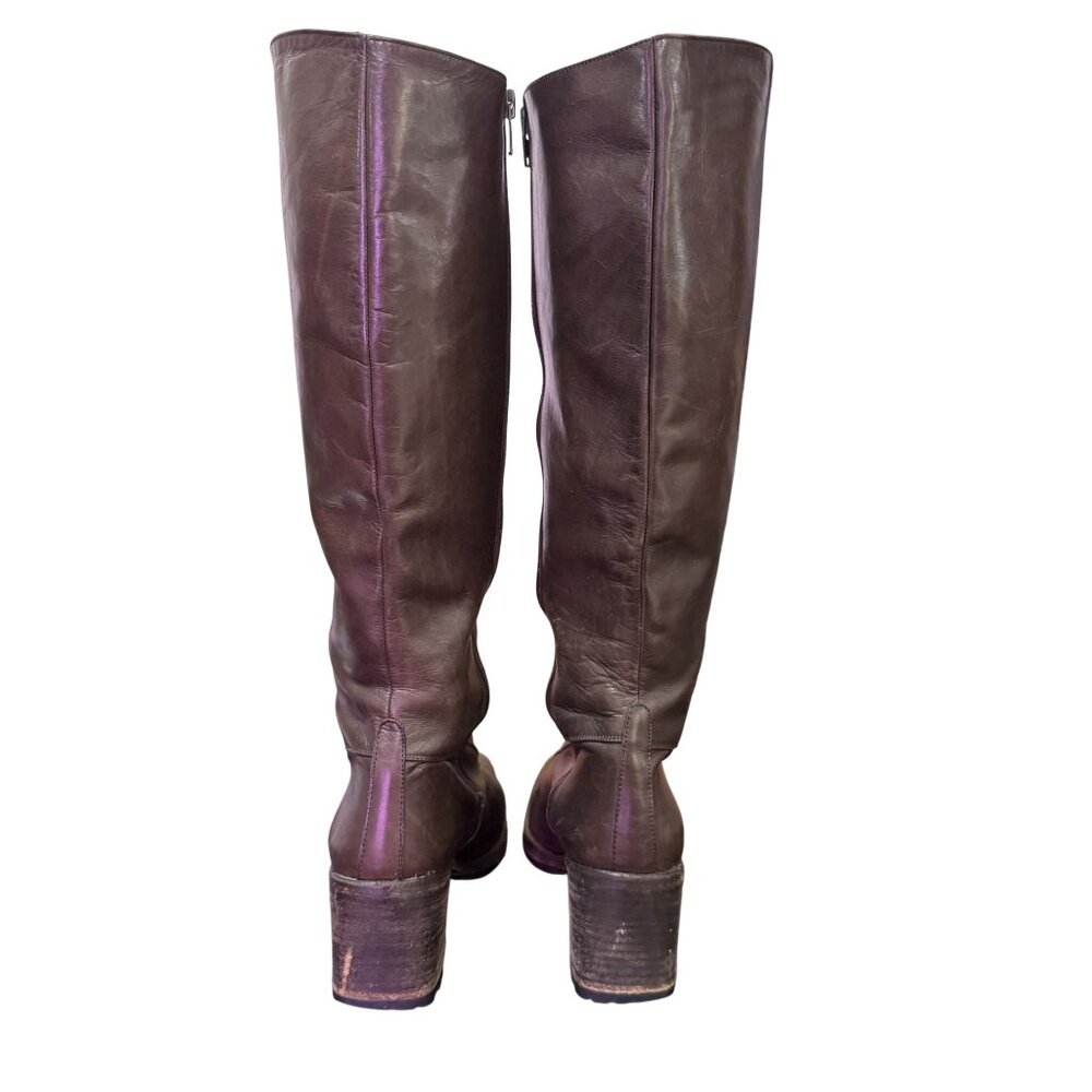Armando Pollini Women's Brown Leather Zip&Tie Closure Block Heels Boots Size 39 - Picture 3 of 13